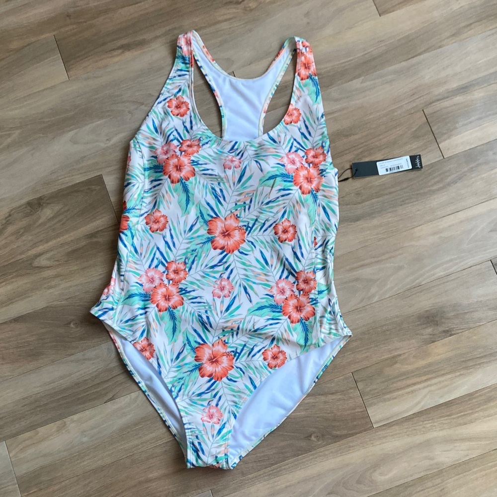 Nicole Miller One piece racerback Swimsuit Bellini blossom floral printed 2X - Picture 1 of 14